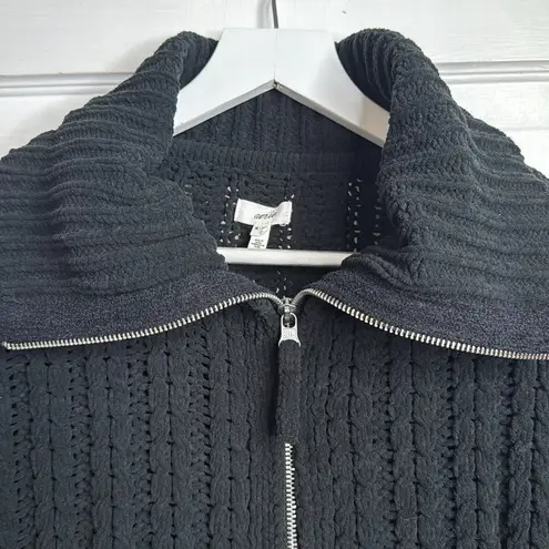 Aerie  Cable Car Quarter Zip Sweater Chunky Knit Black W1674 Sz M