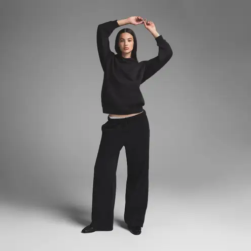 SKIMS Boyfriend Fleece Straight Leg Pant in Washed Onyx, Size Small