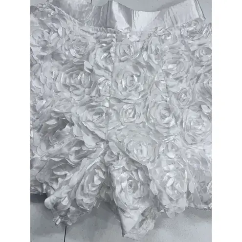 High Waist Floral Rose White Silky Shorts Skirt 28