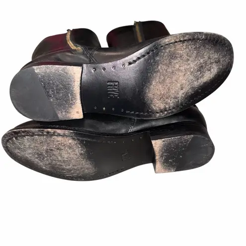 Frye  Melissa Belted Black Leather Tall Riding Boots Shoes size 6