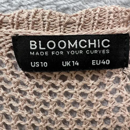 Bloomchic Crochet Knit Top Cover Up Short Sleeve Open Weave Blush Pink Size 10