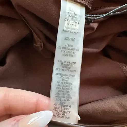 Aerie  Offline Real Lux dark brown faux leather hi-rise leggings size XXL NWT