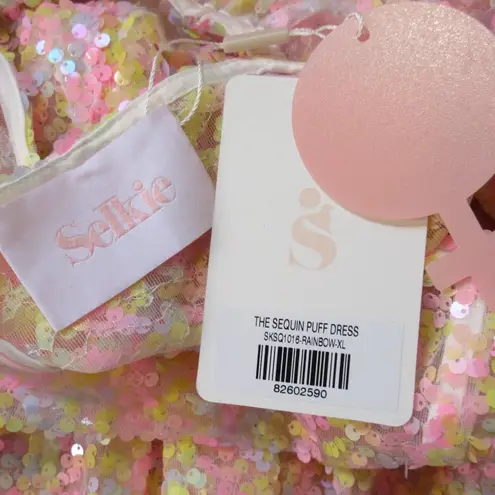 NWT Selkie Sequin Puff Mini in Rainbow Sheer Dress XL