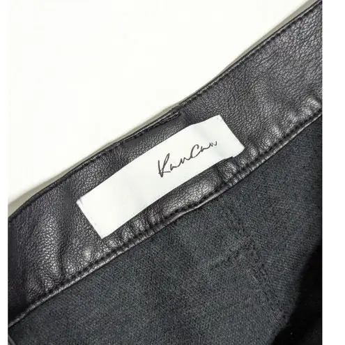 KanCan Rooney Ultra High Rise Faux Leather Joggers Pants Womens 24 Moto Biker Black