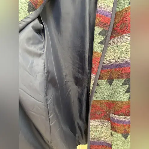 Julia Klein Aztec Print Blue Multi Blazer Women’s M Cotton Blend Shoulder Pads Size M