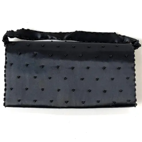 Vtg 70s Richere Bag by Walborg Hand Beaded Holiday Hollywood Clutch Satin Glam Black