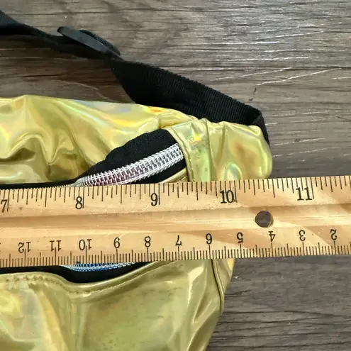 Gold Fanny Pack, One Size, Rainbow Zip Black