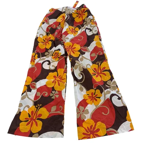 Faithfull the Brand Pants Womens Small Orange Celvia Ulani Floral Wide Leg
