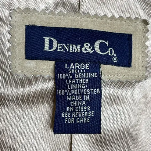 90s Vintage Suede Leather Blazer Jacket Light Tan Neutral Denim & Co Large