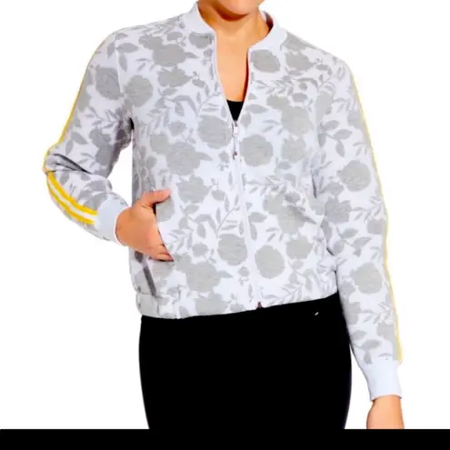 CALIA Burnout Spacer Floral Bomber Jacket S White