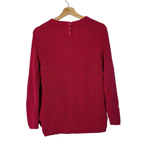 Tyler Boe Red Button Back Mineral Wash Crewneck Pullover Sweater XS