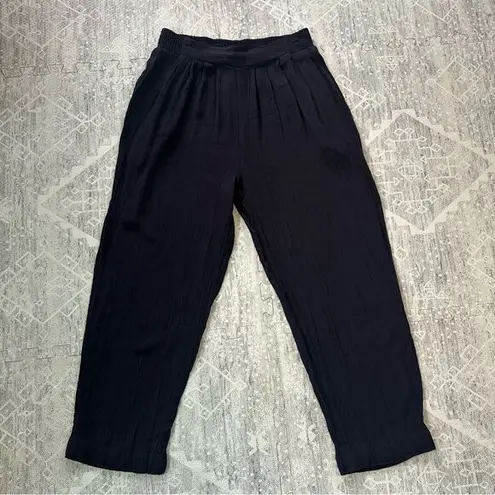 Melrose Vintage Womens Navy Pull On Elastic Waist Dress Pliss Office Pants Sz 10 Blue