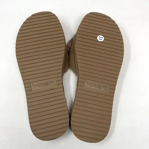 Koolaburra by Ugg Ishani Suede Bow Faux Fur Slippers Slides Amphora Taupe 10