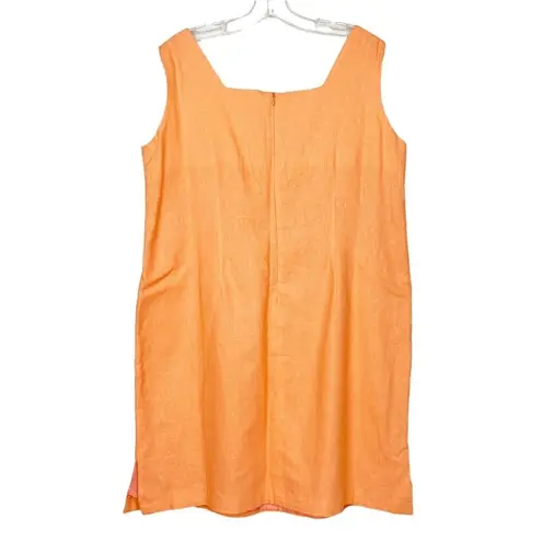Vintage Magic Linen Blend Orange Sunflower Print Sleeveless Dress Sz 1X