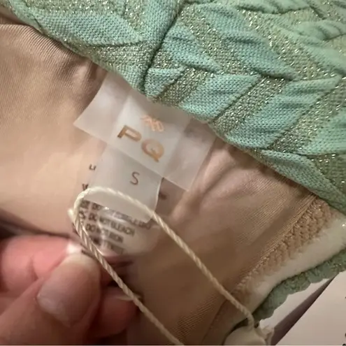 NWT PQ Swim Aquarius Ring Bandeau Green Strapless Bikini Top Size small