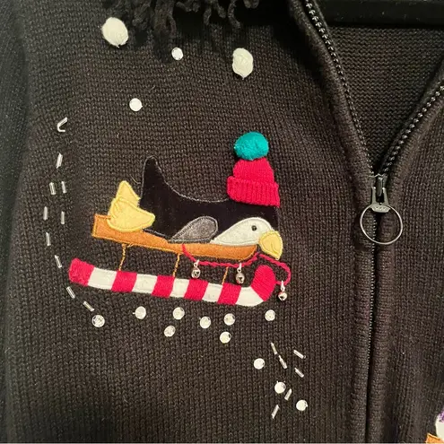 Karen Scott Ugly Christmas Cardigan Embroidered Sweater