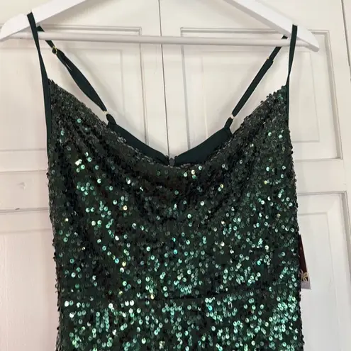 Taylor NWT green sequin cowl neck midi dress 6 Green