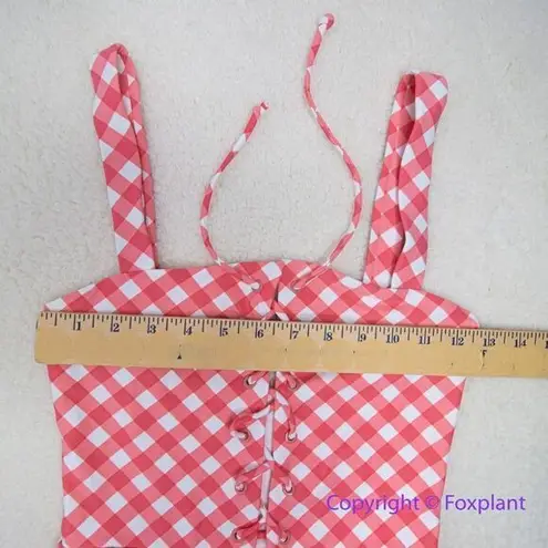 ONIA NEW Raquel Barbiecore pink gingham check raquel one piece swimsuit, size S