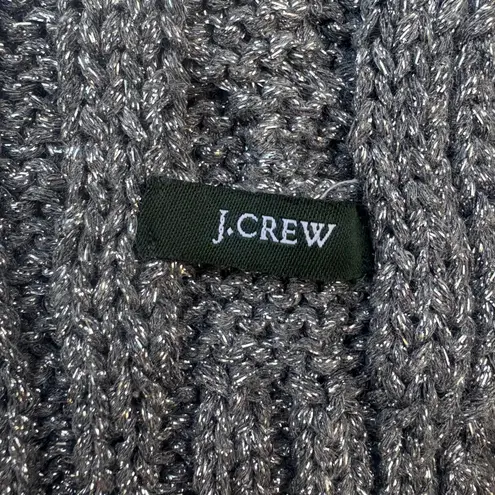 J. Crew Scarf Silver Metallic Skinny Cable Knit Y2K Glam 79” x 5”
