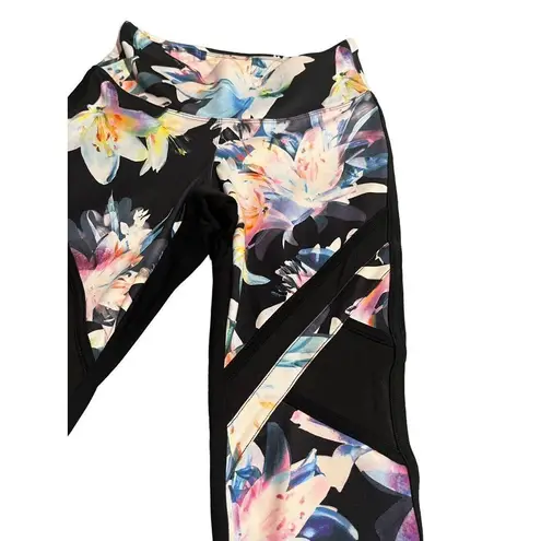 Jo & Jax Women’s XXS 00 Adult Leggings Black Floral Thick Elastic Waist Band