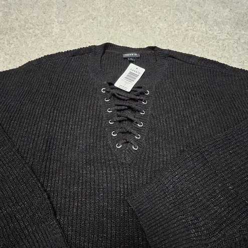 Torrid  Black Lattice Lace-Up Dolman Ribbed Knit Pullover Sz 2 18-20‎ NWT