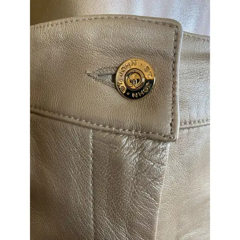 Size M//Designer St John Metallic Champagne Gold Leather Pants High Rise Size M