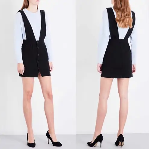 Maje Ritana Pinafore Jumper Skirt Skirtalls Strap-Detail Black Denim Overalls M