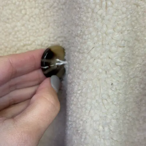 Rachel Parcell Women's Cream Faux Shearling Double Breasted Coat Cream Size Med