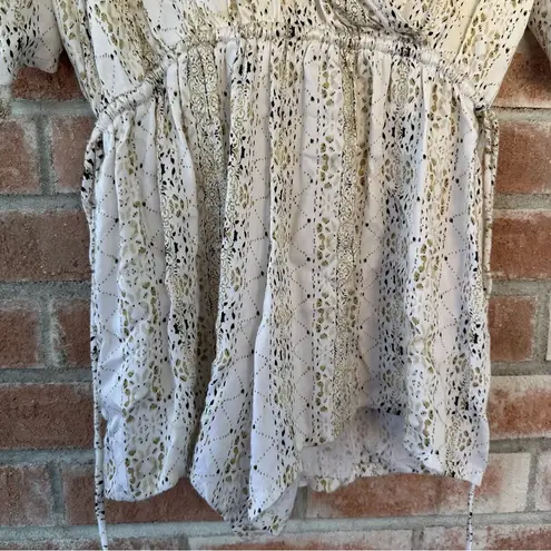 Faithfull the Brand Playsuit Romper Keyhole Open Back White Gold Print Women’s 2