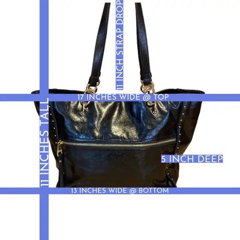 Badgley Mischka BLACK PATENT LEATHER TOTE BAG