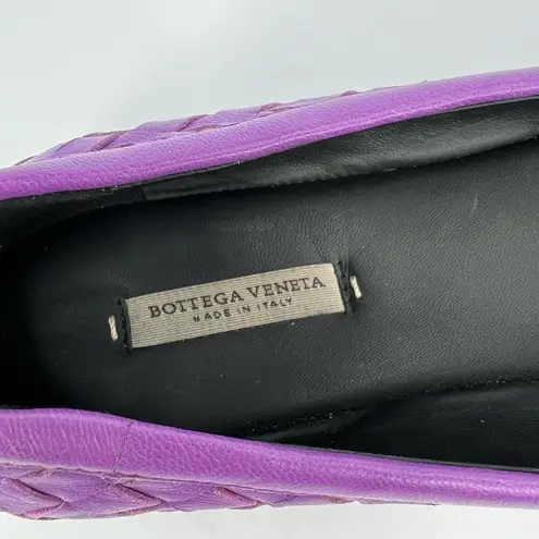 Bottega Veneta Intrecciato Woven Purple Leather Ballet Ballerina Flats EU 35