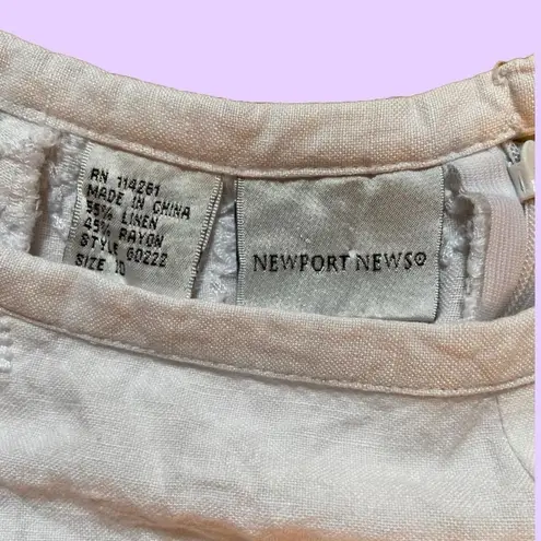 Newport News Vintage 90s y2k boho knee length embroidered white linen skirt π₯