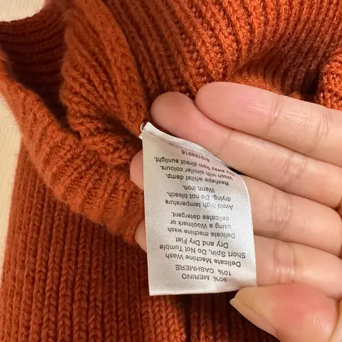 WoolOvers Merino Wool Tunic Sweater Dress Orange Long Sleeve Ribbed Knit