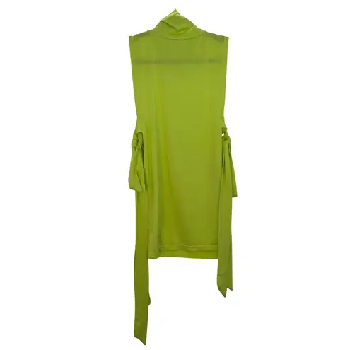 Rivir Women's Neon Green Sleeveless Open Tie Sides High Neck Top Size Small