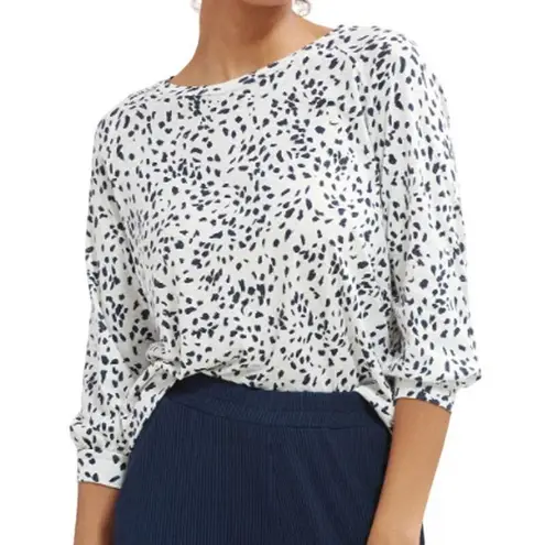 Amore Vert Issa Raglan Slub Tee in Dot Black, Size S White