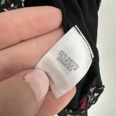 NWT J. Jill Women's Wherever Floral Crew Neck 3/4 Sleeve Blouse Black XL Petite