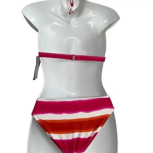 Tommy Hilfiger  Striped Bikini Bottom Swimwear XS Pink Orange White NWT