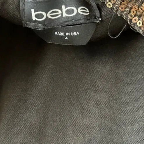Bebe  Black Jumpsuit With Gold Sequins‎ Size 4