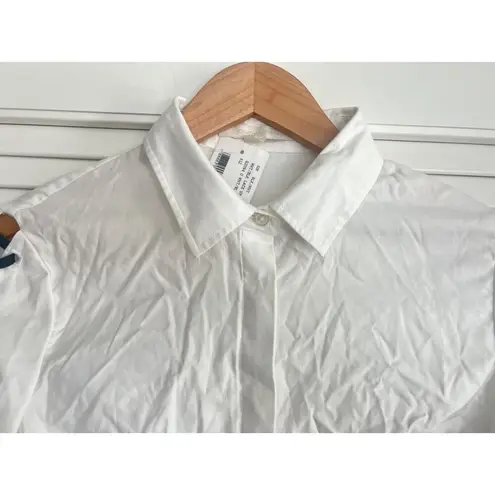 JONATHAN SIMKHAI White Lace Up Bell Sleeve Tier Polin Shirt S Business Office