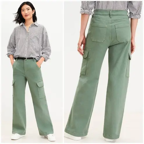 Loft Ann Taylor  High Rise Wide Leg Utility Jeans Army Green Mountain Rosemary - Image 2