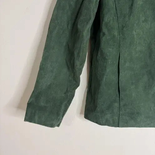 Pritti Suede Jacket Womens Medium Green Genuine Leather Full Zip Classic Lined