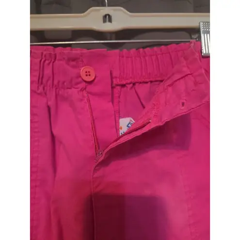 Vintage 90s Blue Cabana Shorts Women's Pink Pleated 100% Pockets Sz Small *