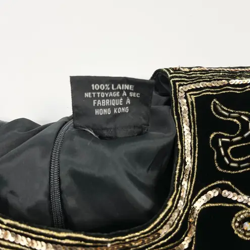 VTG 80s Le Crillon Womens Velvet Dress Size 8 Sequin Art Deco Glam Party Evening Black