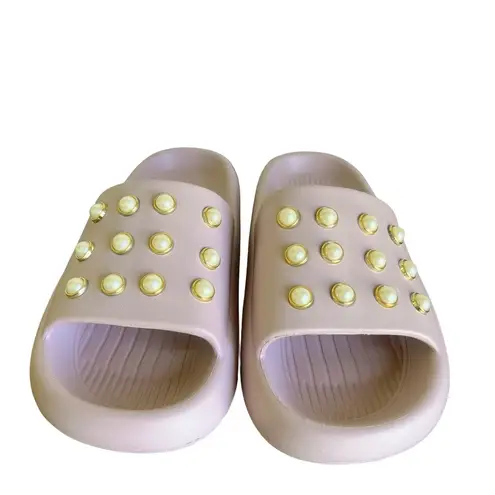 Kenneth Cole New York Mello Eva Pearl Women's Blush Slide Size 8 #B1416 Pink