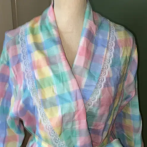 New Amanda Steward multicolor plaid robe, size L Size L