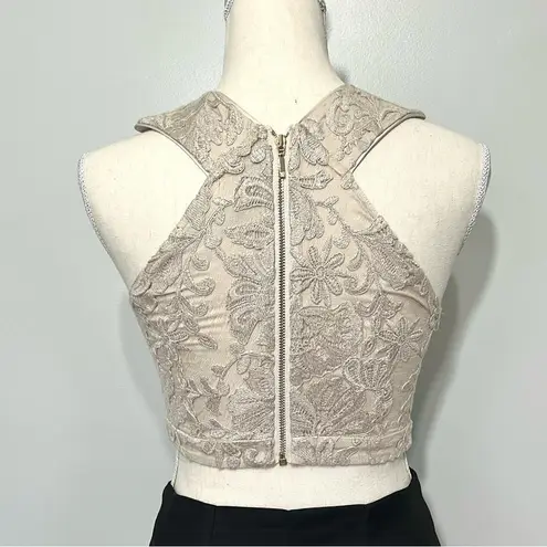 Marciano Antoinette Lace Beige Cropped Halter Top Size 0