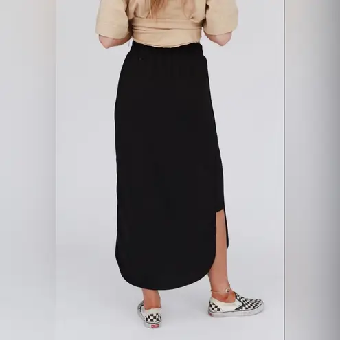 Three Bird Nest Black So Comfy Drawstring Maxi Skirt Size M