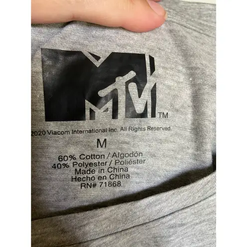 MTV Womens Tee Size Medium Gray Cropped Tie Dye Logo Shirt Top NEW
