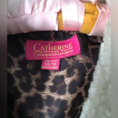 Catherine Malandrino Hooded Faux Fur Jacket coat Cream Color size 14/16