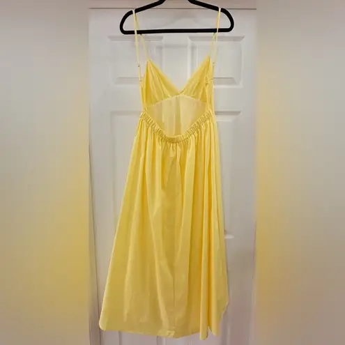 NWT Commense Open Back Midi Sun dress 100% Cotton Butter Yellow sz Medium